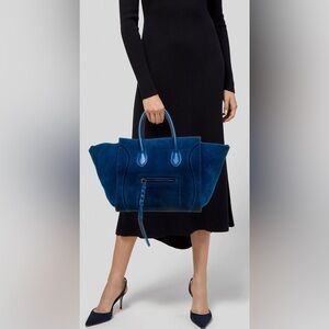 Authentic Celine Royal Blue Suede Tote